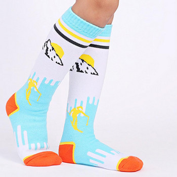 Леки, 1 чифт деликатни топли, дълги, високи до коленете, еластични памучни чорапи с неплъзгащ се маншет за сняг на открито