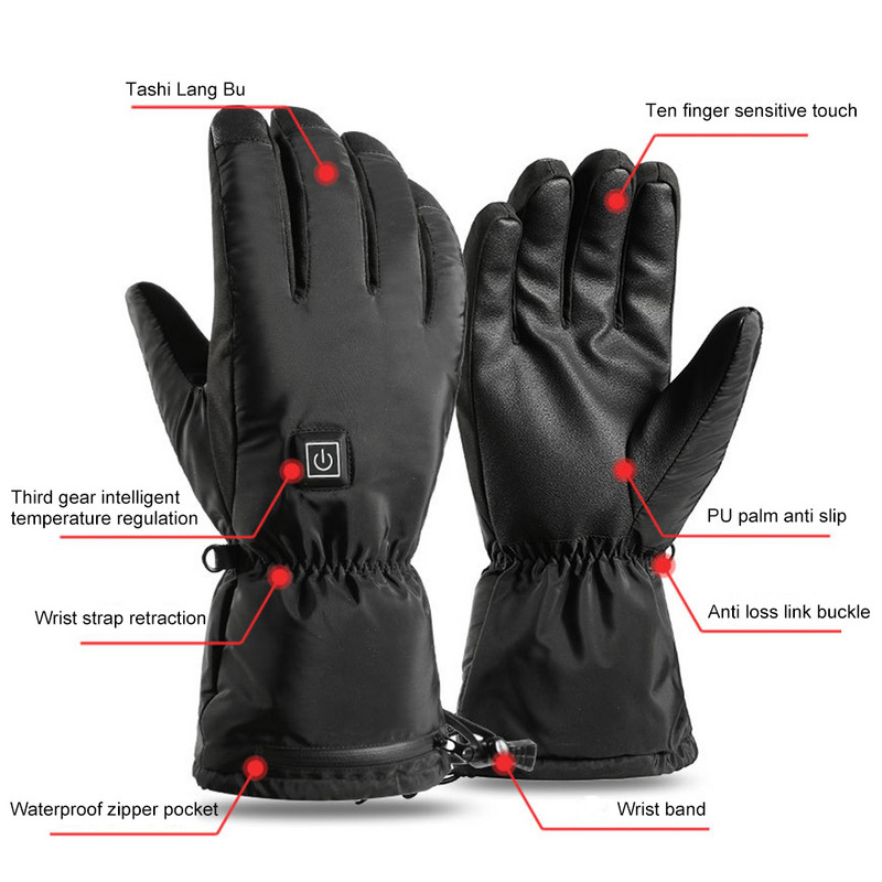 USB elektromos fűtött kesztyűk érintőképernyős motoros versenyzés lovaglás kesztyűk téli motoros kesztyűk téli termikus polár béléssel