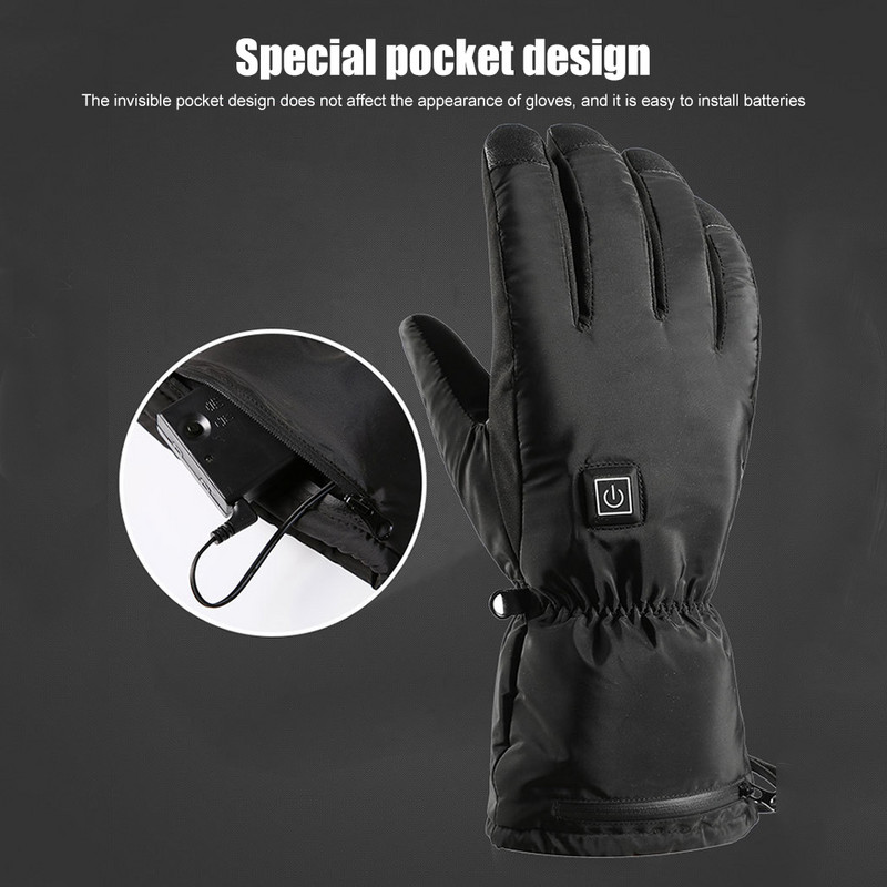 USB elektromos fűtött kesztyűk érintőképernyős motoros versenyzés lovaglás kesztyűk téli motoros kesztyűk téli termikus polár béléssel