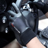 Унисекс кожени ръкавици Черен кашмирен ветроустойчив водоустойчив сензорен екран Топли вълнени ръкавици