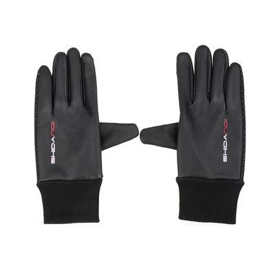 Унисекс кожени ръкавици Черен кашмирен ветроустойчив водоустойчив сензорен екран Топли вълнени ръкавици