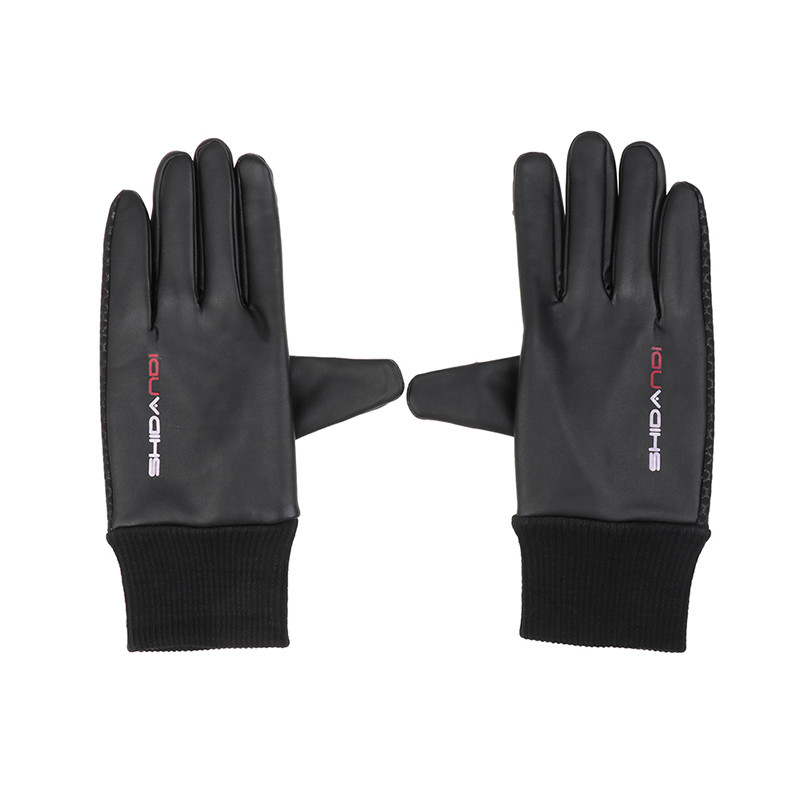 Унисекс кожени ръкавици Черен кашмирен ветроустойчив водоустойчив сензорен екран Топли вълнени ръкавици