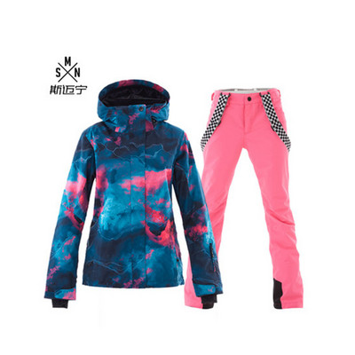 30 moterų slidinėjimo kostiumų snieglenčių striukė ir kalnų slidinėjimo kelnės, neperšlampamos, vėjui atsparios, kvėpuojančios lauko žiemos šilto palto sniego rinkinys