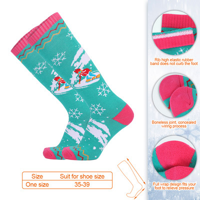 1 чифт зимни дамски чорапи с висока тръба Thermal Soft Warmth чорапи за ски сноуборд, абсорбиращи потта, високоеластични чорапи за спорт на открито, сняг