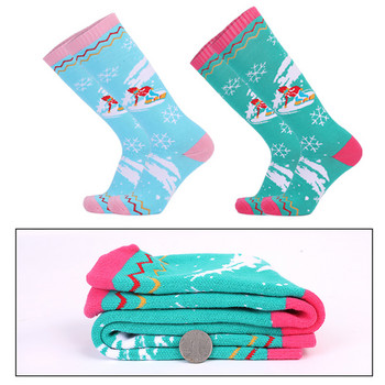 Зимни външни чорапи с висока тръба Термо ски чорапи Меки високи еластични топли спортни абсорбиращи потта сноуборд снежни чорапи Дамски