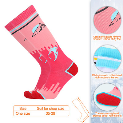 Колоездене Ски Дълги тръбни чорапи Зима Ски на открито Велосипед Катерене Туризъм Високо еластични абсорбиращи потта Спортни топли чорапи