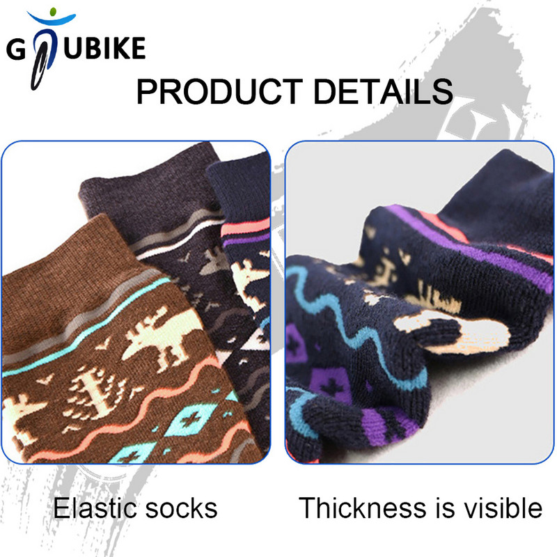 GTUBIKE Merino vunene čarape Zimske za kožu, zadebljane, tople, udobne, biciklističke, skijaške, termoelastične, planinarske čarape za penjanje