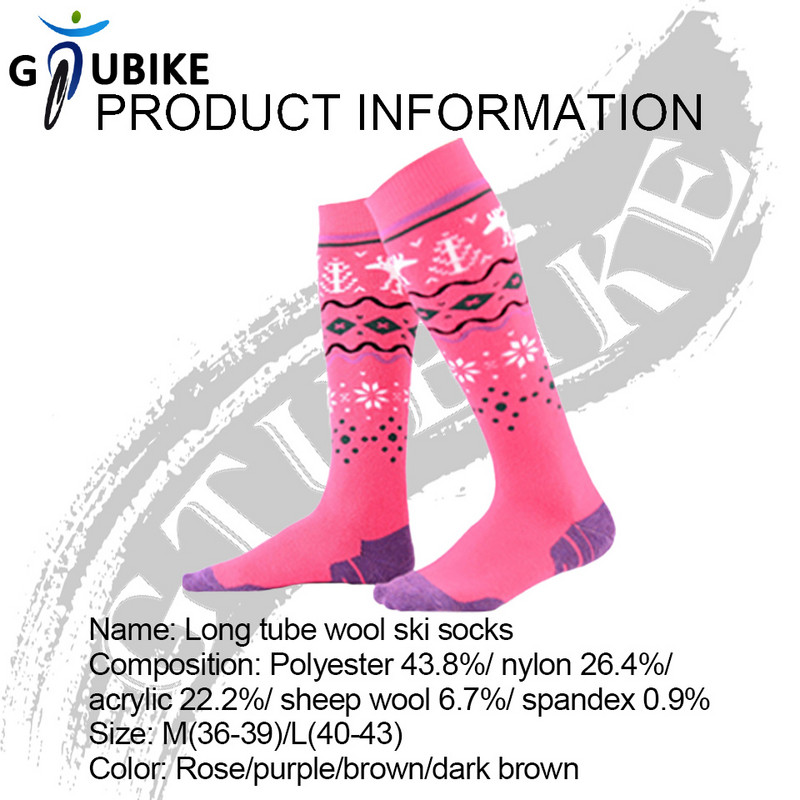 GTUBIKE Merino vunene čarape Zimske za kožu, zadebljane, tople, udobne, biciklističke, skijaške, termoelastične, planinarske čarape za penjanje