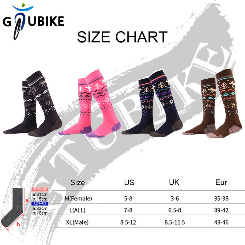 GTUBIKE Merino vunene čarape Zimske za kožu, zadebljane, tople, udobne, biciklističke, skijaške, termoelastične, planinarske čarape za penjanje