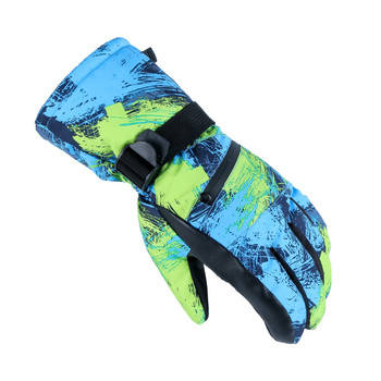 Популярни зимни ръкавици за сноуборд моторни шейни Графити Дизайн на открито Мъже Жени Дами Сензорен екран Сини ски Сняг Топли ръкавици