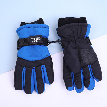 Ски ръкавици за пръсти за 6-10 години Зимни топли удебелени ръкавици Неплъзгащи се ветроустойчиви спортни ръкавици на открито за деца Момчета Момичета