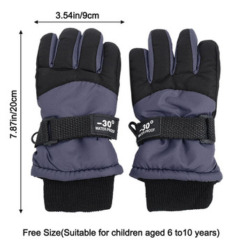 Ски ръкавици за пръсти за 6-10 години Зимни топли удебелени ръкавици Неплъзгащи се ветроустойчиви спортни ръкавици на открито за деца Момчета Момичета