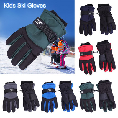 Ski Finger Gloves for 6-10 years old Winter Warm Thicken Mittens Non-slip Windproof Outdoor Sports Gloves For Kids Boys Girls