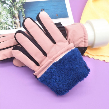 1 чифт женски мъжки ръкавици ски детски ръкавици зимни водоустойчиви топъл сняг колоездене на открито модни класически ръкавици за 8-13 години