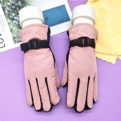 1 чифт женски мъжки ръкавици ски детски ръкавици зимни водоустойчиви топъл сняг колоездене на открито модни класически ръкавици за 8-13 години