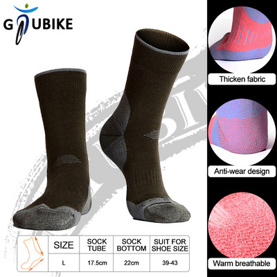 GTUBIKE Zimske deblje čarape od merino vune Otporno na habanje Donji dio ručnika Tople Muškarci Žene Sport Kampiranje Biciklizam Skijanje Čarape za penjanje