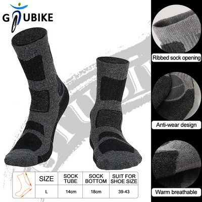 GTUBIKE Zimske deblje čarape od merino vune Otporno na habanje Donji dio ručnika Tople Muškarci Žene Sport Kampiranje Biciklizam Skijanje Čarape za penjanje
