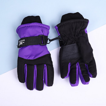 за 6-10 години Детски зимни топли плътни ръкавици Ски ръкавици за пръсти Неплъзгащи се ветроустойчиви спортни ръкавици на открито за момчета Момичета