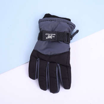 за 6-10 години Детски зимни топли плътни ръкавици Ски ръкавици за пръсти Неплъзгащи се ветроустойчиви спортни ръкавици на открито за момчета Момичета