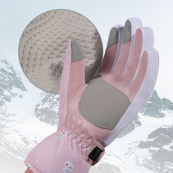 Зимни ски ръкавици Дамски пълни пръсти плюс кадифени топли водоустойчиви неплъзгащи се ръкавици за каране Сензорен екран Спортни ръкавици на открито