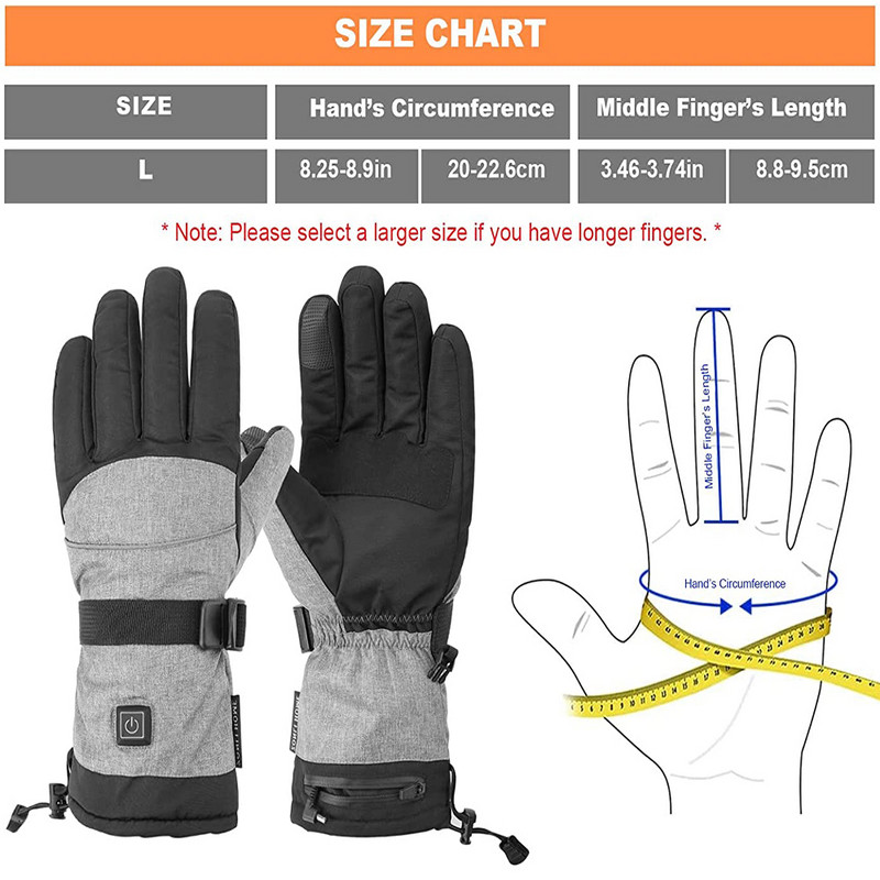 Téli hővel fűtött kesztyűk akkumulátoros motoros fűtőkesztyűk vízálló érintőképernyős kézmelegítő kerékpározáshoz síeléshez