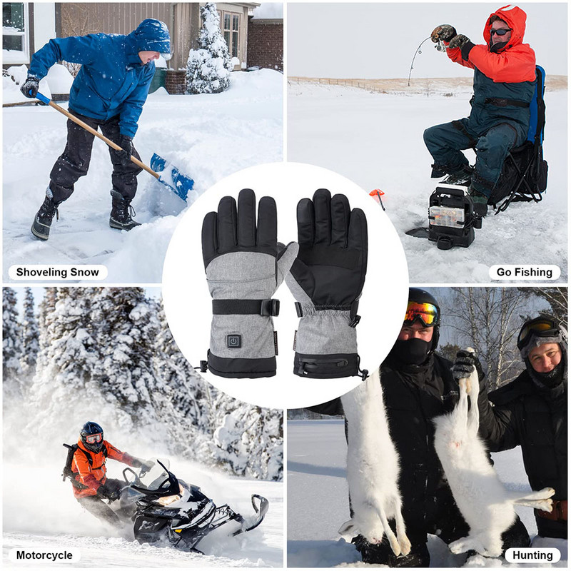 Téli hővel fűtött kesztyűk akkumulátoros motoros fűtőkesztyűk vízálló érintőképernyős kézmelegítő kerékpározáshoz síeléshez
