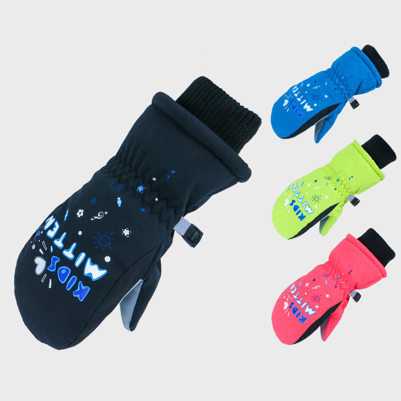 2-9Y Gyerekek Fiúk Lányok Divat Levelek Nyomtatás Téli Síkesztyűk Meleg ujjatlanok Csúszásmentes Vízálló Szélálló Kültéri Kesztyűk Baba