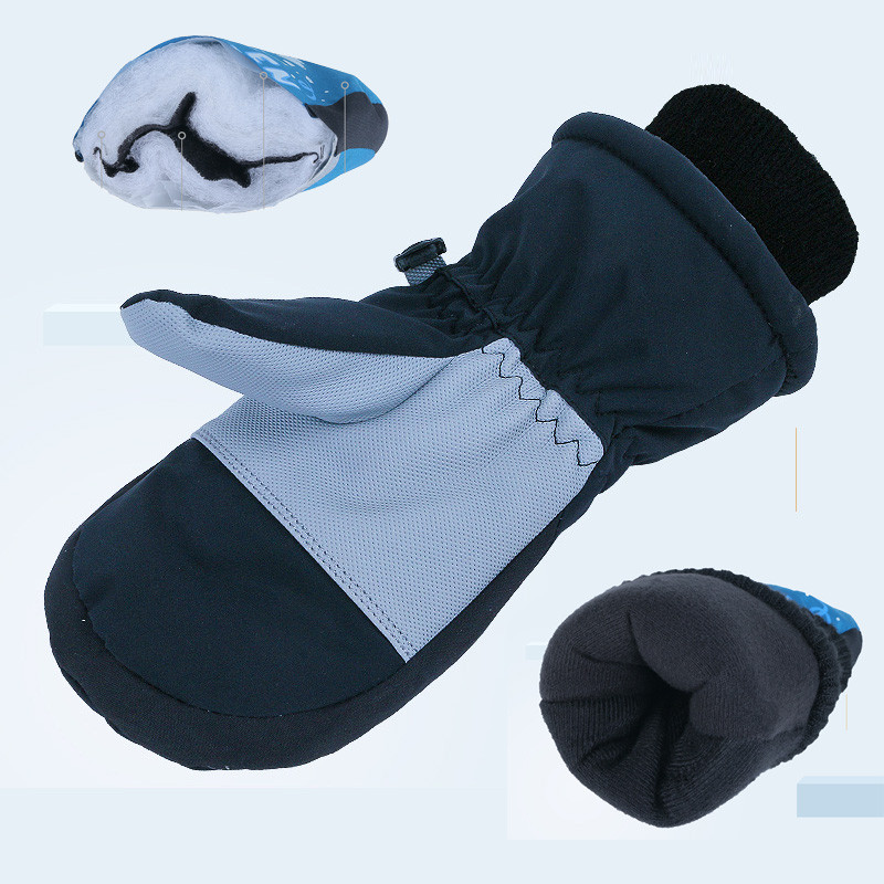 2-9Y Gyerekek Fiúk Lányok Divat Levelek Nyomtatás Téli Síkesztyűk Meleg ujjatlanok Csúszásmentes Vízálló Szélálló Kültéri Kesztyűk Baba