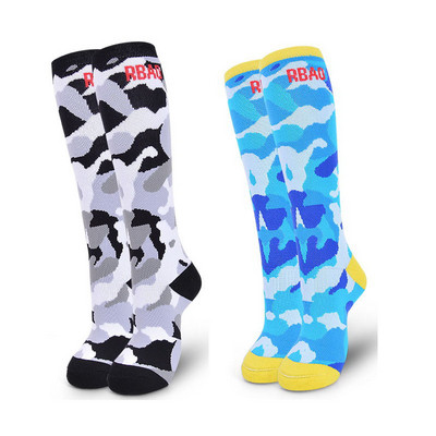 2 pár Gyerek Téli Hosszú Meleg Zokni Fiúk Lányok Camo Print Thermal zokni síeléshez Görkorcsolyához Snowboard Snow Sport Zokni