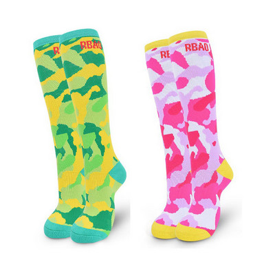 2 pár Gyerek Téli Hosszú Meleg Zokni Fiúk Lányok Camo Print Thermal zokni síeléshez Görkorcsolyához Snowboard Snow Sport Zokni