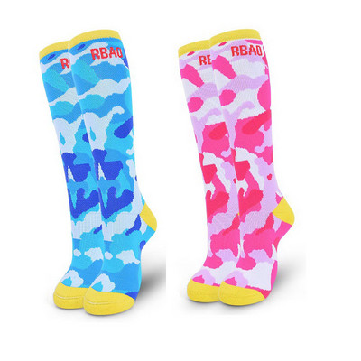 2 pár Gyerek Téli Hosszú Meleg Zokni Fiúk Lányok Camo Print Thermal zokni síeléshez Görkorcsolyához Snowboard Snow Sport Zokni