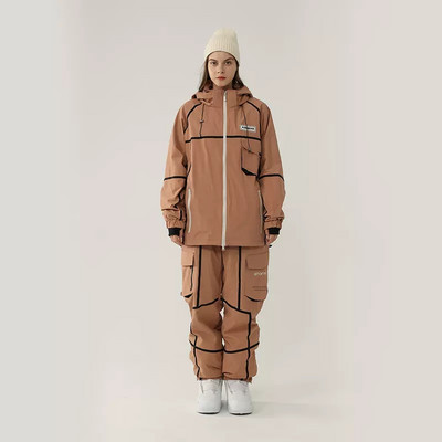 Žieminis slidinėjimo kostiumas moterims lauko snieglenčių striukė Vyriškas kombinezonas nuo vėjo nepralaidus vandeniui su gobtuvu slidinėjimo rinkinys sniego kostiumas, šiltas drabužis