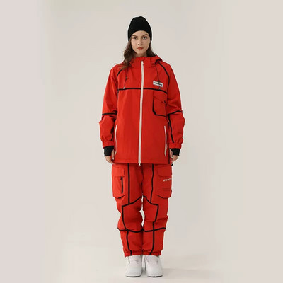 Žieminis slidinėjimo kostiumas moterims lauko snieglenčių striukė Vyriškas kombinezonas nuo vėjo nepralaidus vandeniui su gobtuvu slidinėjimo rinkinys sniego kostiumas, šiltas drabužis