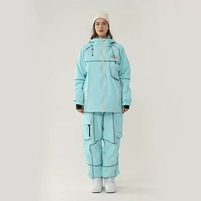 Žieminis slidinėjimo kostiumas moterims lauko snieglenčių striukė Vyriškas kombinezonas nuo vėjo nepralaidus vandeniui su gobtuvu slidinėjimo rinkinys sniego kostiumas, šiltas drabužis