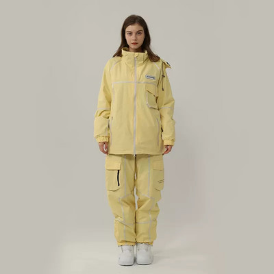 Žieminis slidinėjimo kostiumas moterims lauko snieglenčių striukė Vyriškas kombinezonas nuo vėjo nepralaidus vandeniui su gobtuvu slidinėjimo rinkinys sniego kostiumas, šiltas drabužis