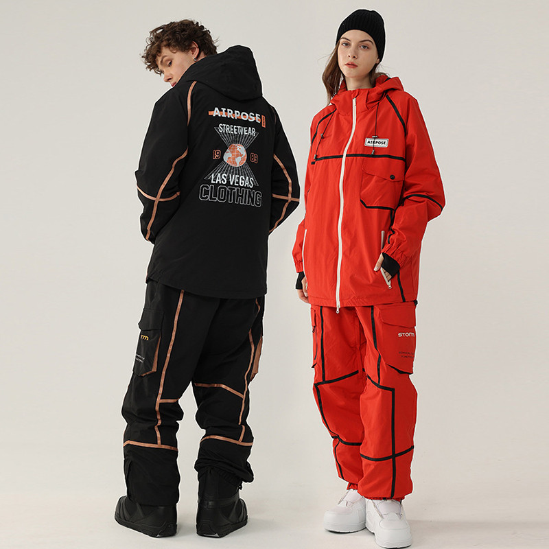 Žieminis slidinėjimo kostiumas moterims lauko snieglenčių striukė Vyriškas kombinezonas nuo vėjo nepralaidus vandeniui su gobtuvu slidinėjimo rinkinys sniego kostiumas, šiltas drabužis