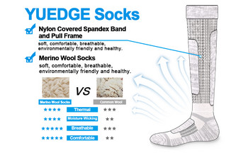 YUEDGE 2 пакета ски чорапи от мериносова вълна, зимни термо чорапи за сноуборд, ски, кънки, спорт на открито, лов