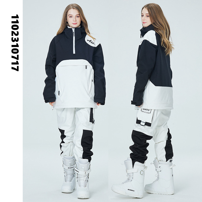Skijaško odijelo Žene Muškarci S kapuljačom Vodootporna Vjetrootporna Jakna za par Snowboarding Komplet hlača Snježni kostimi za van SK007