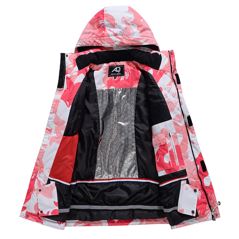 Slidinėjimo kostiumas Moteriškas Snowsuit Winter Splicing Snow slidinėjimo striukės kelnių komplektas, atsparus vėjui, atsparus vandeniui, sutirštintas šiltas snieglentė Alpine SK098