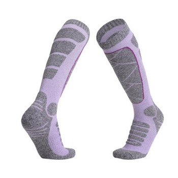 Зимни дамски памучни термо ски чорапи Топли удебелени чорапи за снежен скейтборд Спортни чорапи Дълги термочорапи с хавлиена долна тръба