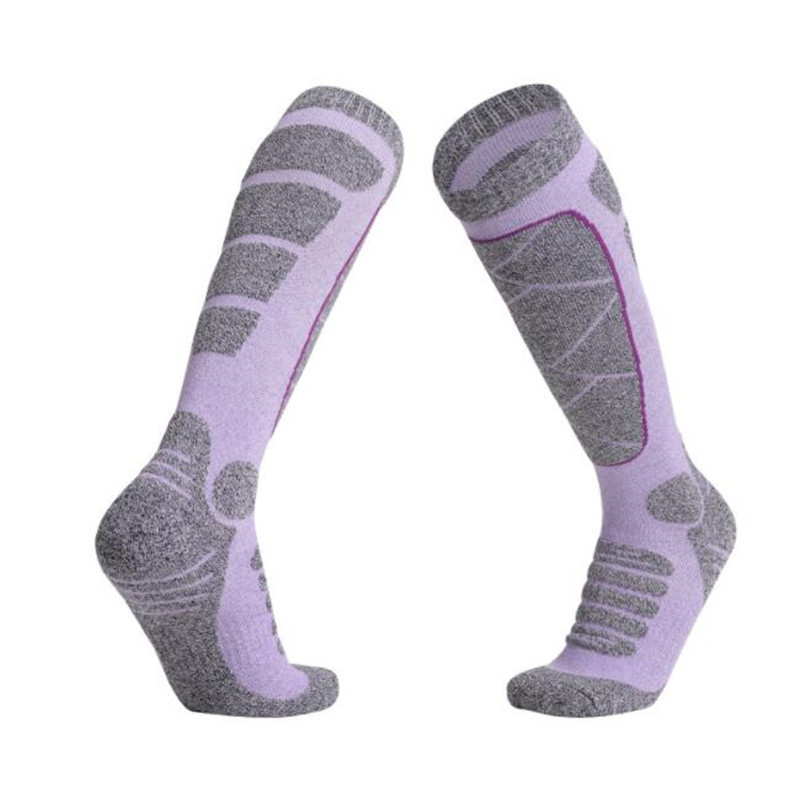 Șosete termice de schi din bumbac de iarnă pentru femei, în aer liber, călduroase, îngroșate, cu skateboard, șosete sportive, cu tub lung, prosop, cu fundul