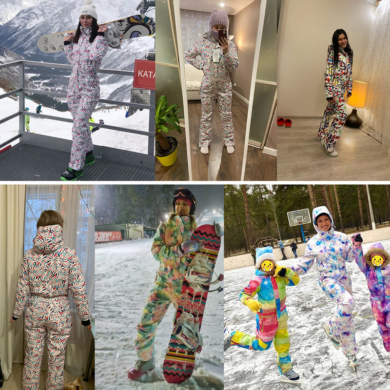 Ženski zimski kombinezon Skijaški kombinezon Sportovi na otvorenom Skijaško odijelo Ženska jakna za snowboard Jednodijelni skijaški kombinezon Vodootporni topli set