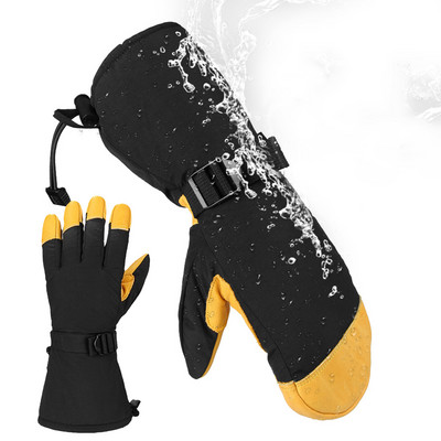 OZERO Mănuși de schi, iarnă, impermeabilă, snowboard, motocicletă de zăpadă, schi, motocicletă, călărie, caldă, 3M, mănuși termice, bărbați, mărime mare, XXL lungă
