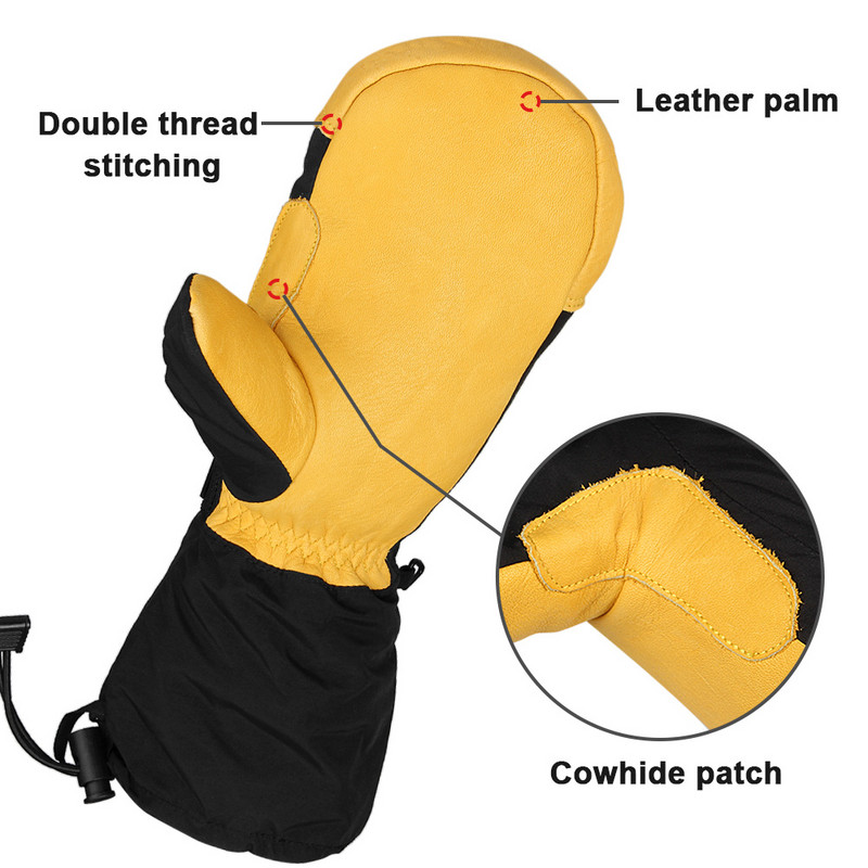 OZERO Ski Gloves Téli Vízálló Snowboard Motorosszán Sí Motorozás Meleg 3M Termikus ujjatlan Férfi Nagy XXL Hosszú