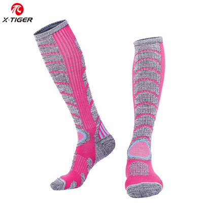 Șosete de schi X-TIGER Bărbați, femei, iarnă, călduroase, termice, de schi, din bumbac gros, sport, fotbal, ciclism, snowboard, schi, încălzitoare lungi, șosete