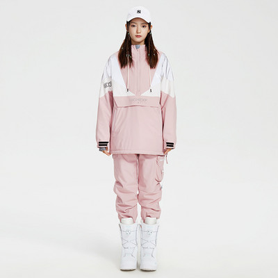 2022 Costum de schi pentru femei Jachetă de sport pentru snowboard Bărbați Pantaloni de zăpadă Set de schi cu îmbinare Salopetă rezistentă la vânt Glugă îngroșată