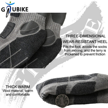 GTUBIKE Зимни топли спортни чорапи Анти-студено дъно от кърпа Удебеляване На открито Туризъм Планинарство Ски Колоездене Чорапи от мериносова вълна