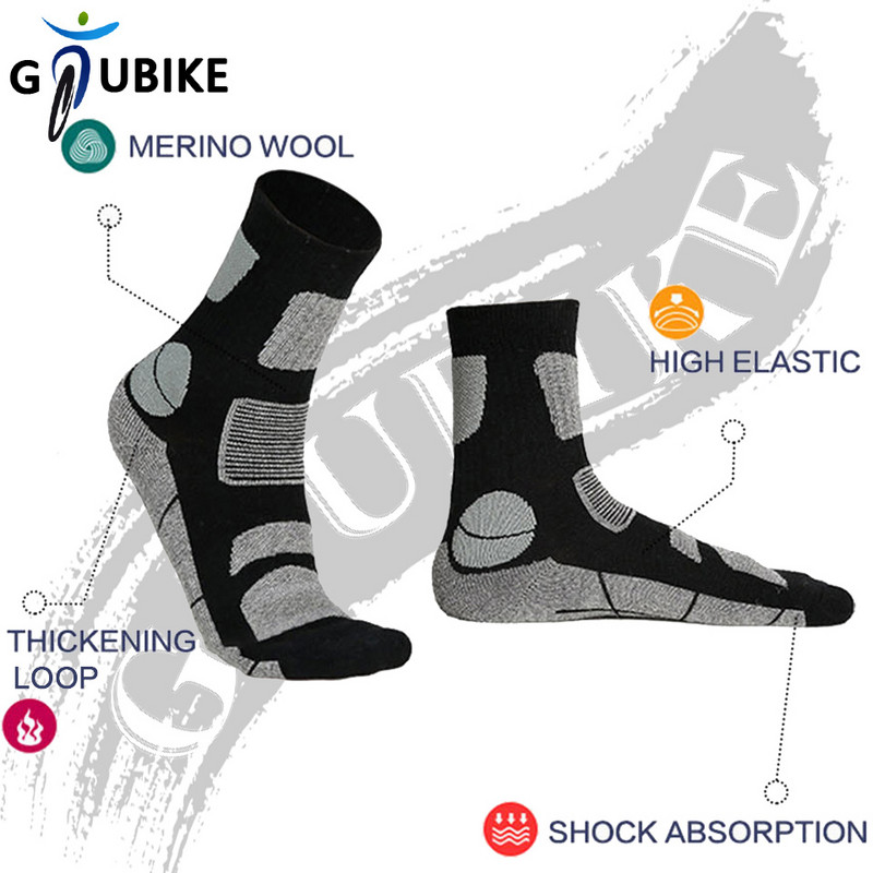 GTUBIKE Zimske topline Sportske čarape Protiv hladnoće Podebljano dno ručnika Planinarenje na otvorenom Planinarenje Skijanje Biciklizam Čarape od merino vune