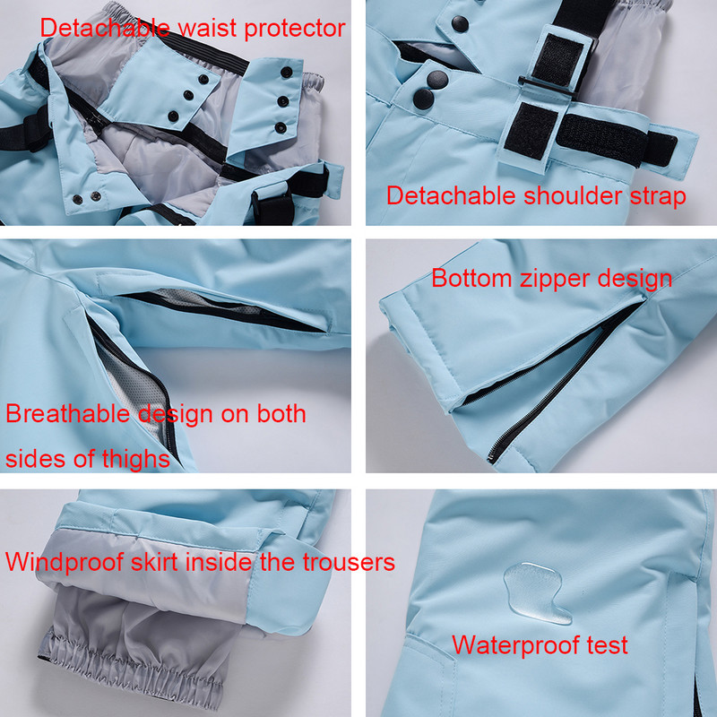 2022 m. naujos Unisex slidinėjimo kelnės, atsparios vėjui, vandeniui atsparios snieglenčių dėvėjimui, žiemai lauke šiltos sniego sportinės kelnės Vyriškos, moteriškos slidinėjimo kelnės