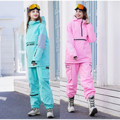 Îmbrăcăminte de schi Bărbați Femei Schi Snowboarding Costum Hanoră Ocer Haine Set de pantaloni Cald Bomboane Culoare În aer liber Snow Sports Wear